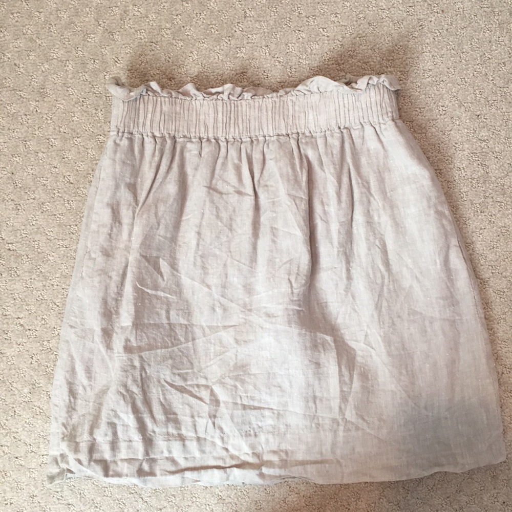 oatmeal elastic ruffle waist J. Crew mini skirt